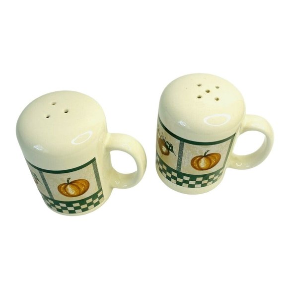 Salt & Pepper Shakers Vegetables & Green Checker Pattern Vintage Himark Ceramic - Picture 5 of 6